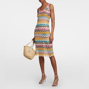 New Missoni Dress Longuette beach cover-up with multicolored zigzag IT38 Small